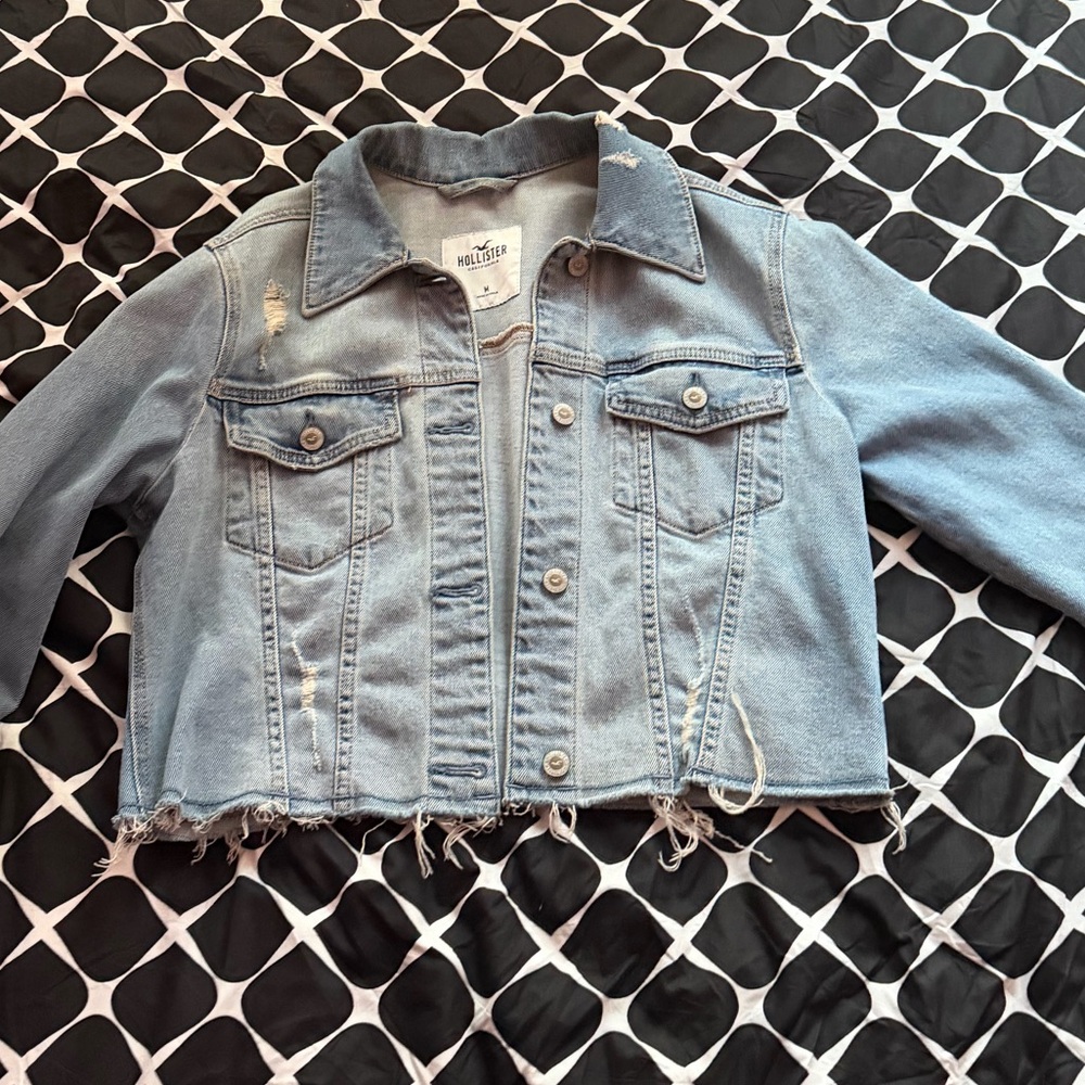 Hollister Light Blue Cropped Denim Jacket